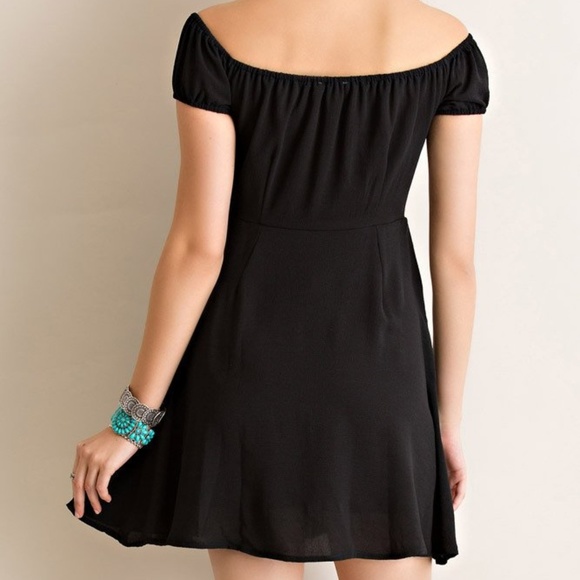 SALE New Entro Black Off Shoulder Dress - Picture 2 of 3